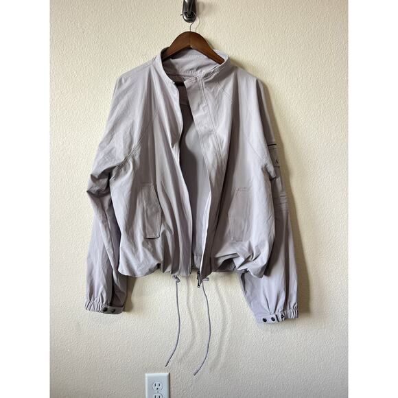 Free People Movement Lightweight Utility Jacket Women’s L Gray Lavender Zip Up - Picture 13 of 15